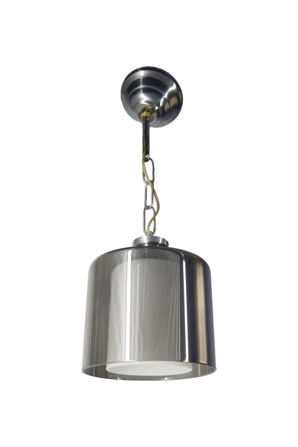 Mutu Ticaret Askı Krom Tekli Füme + Beyaz Camlı Avize | Kaliteli Modern Metal Avize - 2