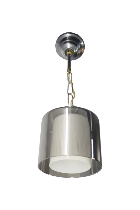 Mutu Ticaret Askı Krom Tekli Füme + Beyaz Camlı Avize | Kaliteli Modern Metal Avize - 3