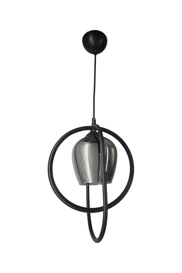 Mutu Ticaret Olimpiyat Siyah Tekli Füme Camlı Avize | Kaliteli Modern Metal Avize - 2
