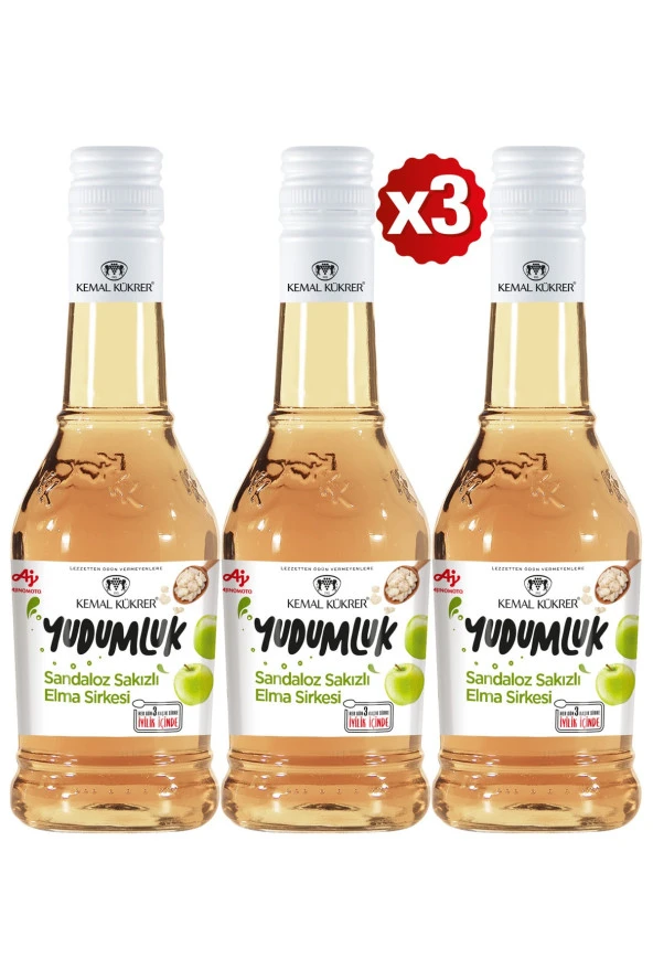 KEMAL KÜKRER Yudumluk Sandaloz Sakızlı Elma Sirkesi 3 X 500 Ml