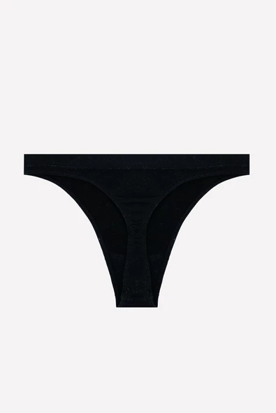 Siyah Seamless Mini String Brief - 2