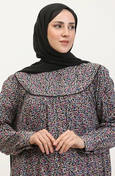 Adelya Beden Desenli Viskon Elbise 4473G - 8