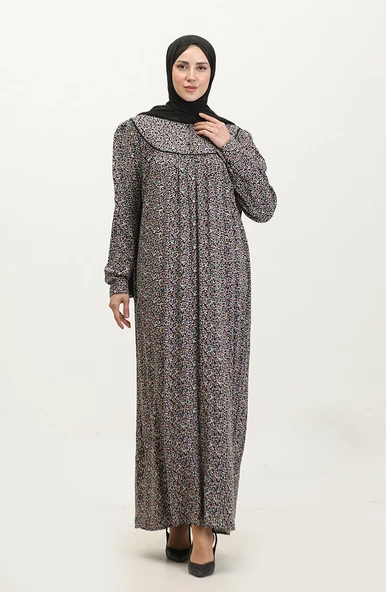 Adelya Beden Desenli Viskon Elbise 4473G - 2