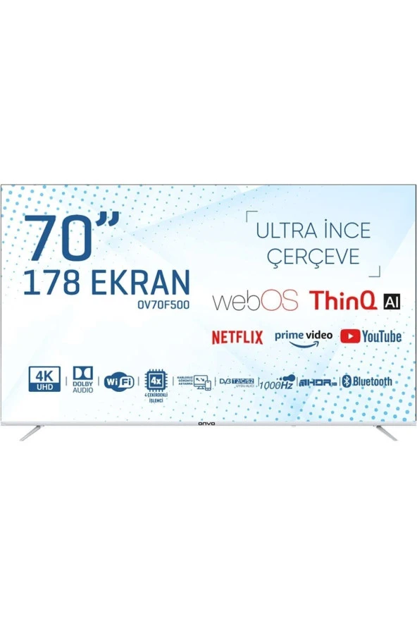 Onvo OV70F500 4K Ultra HD 70" 178 Ekran Uydu Alıcılı webOS Smart LED TV