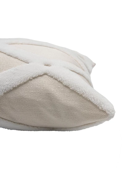 Özel Tasarım Jakar Desenli Dekoratif Yastık Kırlent Kılıfı Bella Ekru - Resim 2