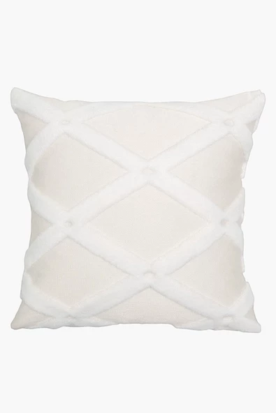 Özel Tasarım Jakar Desenli Dekoratif Yastık Kırlent Kılıfı Bella Ekru ürün görseli 1