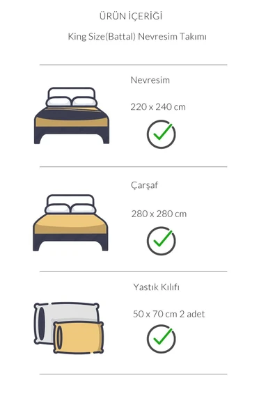 Varol Pamuk Saten Battal Boy (King Size) Nevresim Takımı - Beyaz - 2