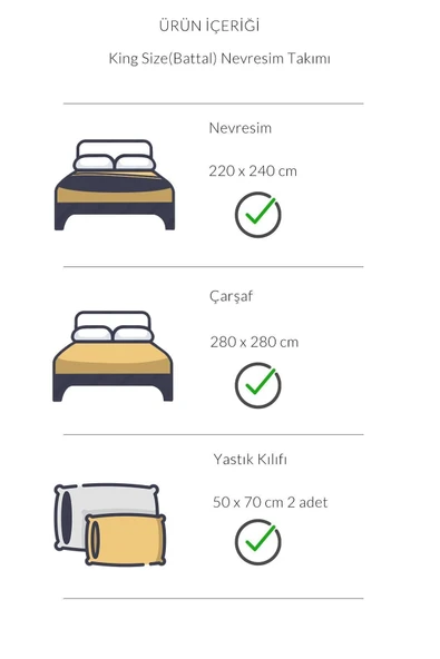 Varol Zeus Serisi Pamuk Saten Battal Boy (King Size) Nevresim Takımı - Beyaz - Resim 2
