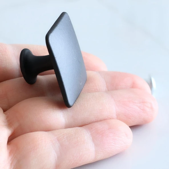 Kare Düz Kulp Düğme Mat Siyah Mobilya Mutfak Dolabı Çekmece Dolap Kulpları Kapak Kulpu Kulb Metal - 7