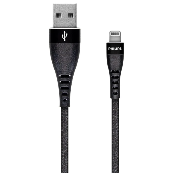 Philips Apple MFI Lisanslı İphone 12 Pro Max UsbA to Lightning 1.2Metre Hızlı Data ve Şarj Kablosu Siyah