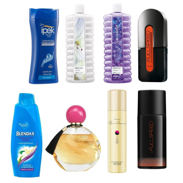 Şampuan,banyo köpüğü ve kadın&erkek parfüm (8'li set)
