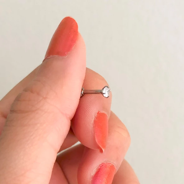 316L Çelik Zirkon Taşlı  Piercing PRC-204 - 2