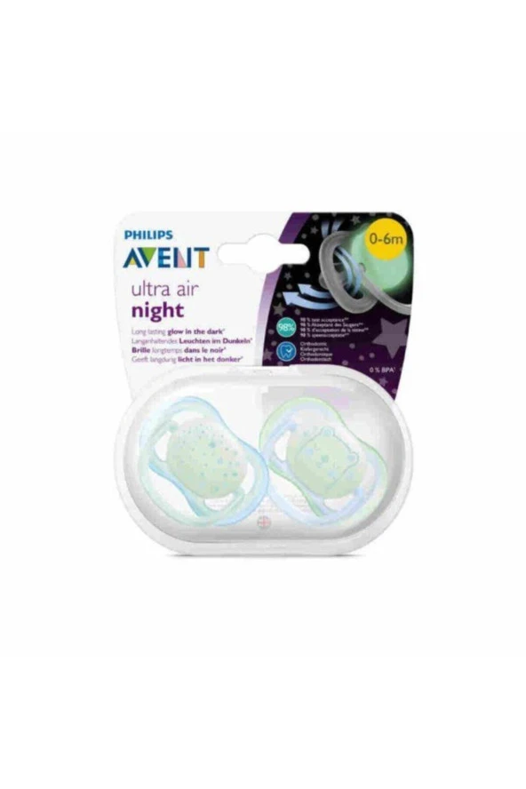 Avent Ultra Air Night Emzik 2'li Mavi 0-6 Ay