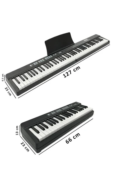 Midex PLX-80BK-H Taşınabilir Katlanır Dijital Piyano Tuş Hassasiyetli 88 Tuş BT (Sustain Kulaklık Çanta Metod) - Resim 3