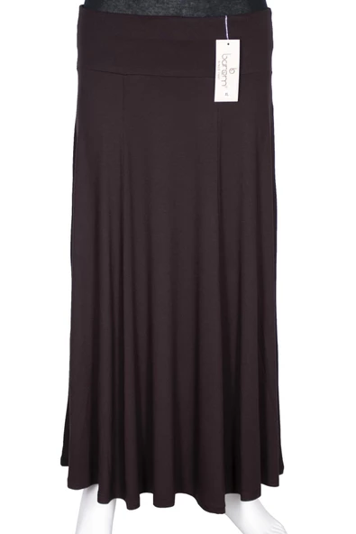 Barem Kadın Lamia Korsajlı Parçalı Kahverengi Penye Etek ürün görseli 1