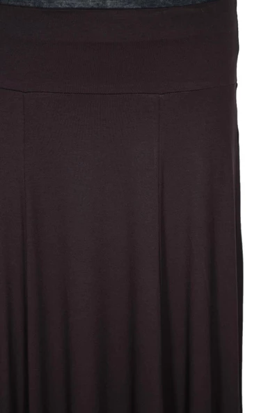 Barem Kadın Lamia Korsajlı Parçalı Kahverengi Penye Etek - Resim 2