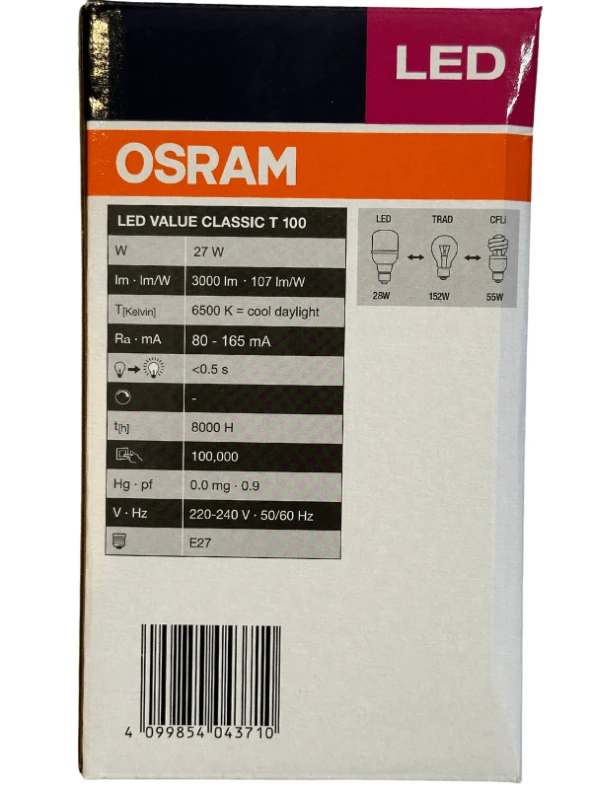 Osram 27W (152W) 6500K (Beyaz Işık) E27 Duylu Led Torch Ampul - Resim 2
