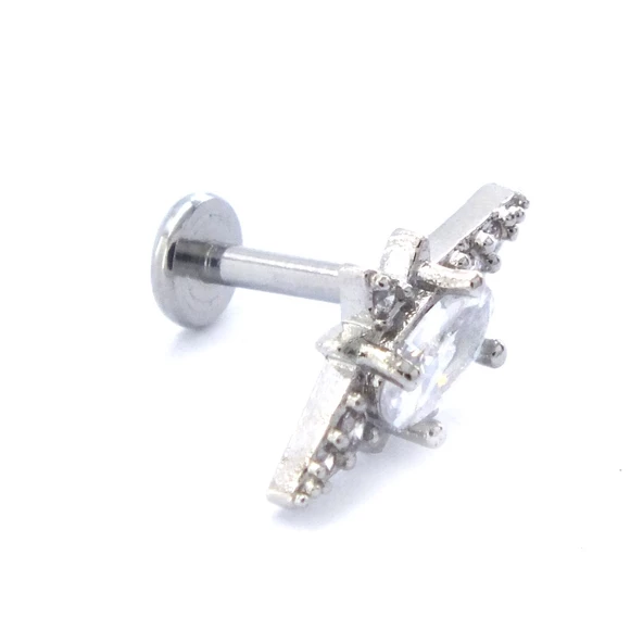 316L Çelik Zirkon Taşlı Kutup Yıldızı Piercing PRC-156 - 4