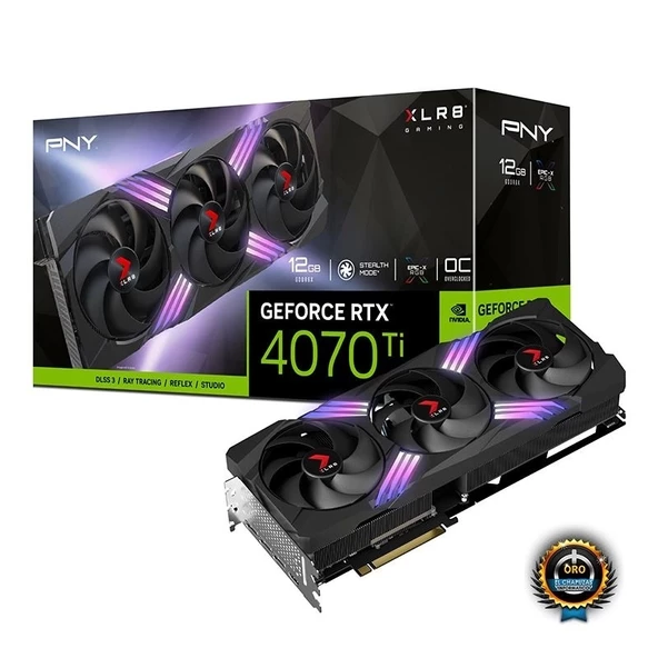 PNY RTX 4070 Ti XLR8 Gaming VERTO 12GB GDDR6X 192Bit (VCG4070T12TFXXPB1) DX12 Ekran Kartı