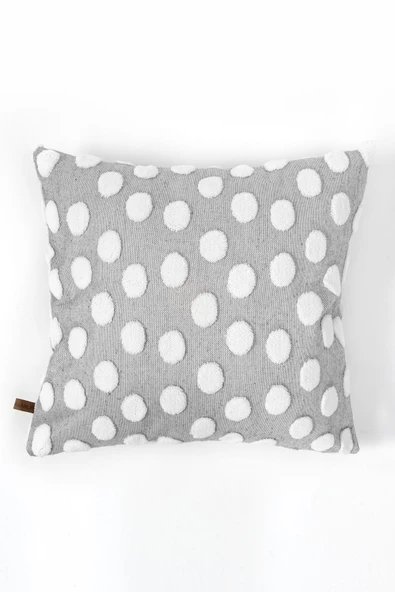 Bohem Özel Tasarım Punch Panç Desen Dekoratif Kırlent Kılıfı Point Gri - Resim 4