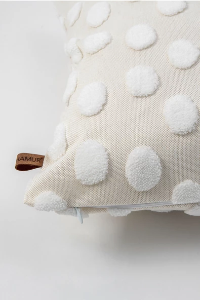 Bohem Özel Tasarım Punch Panç Desen Dekoratif Kırlent Kılıfı Point Ekru - 2