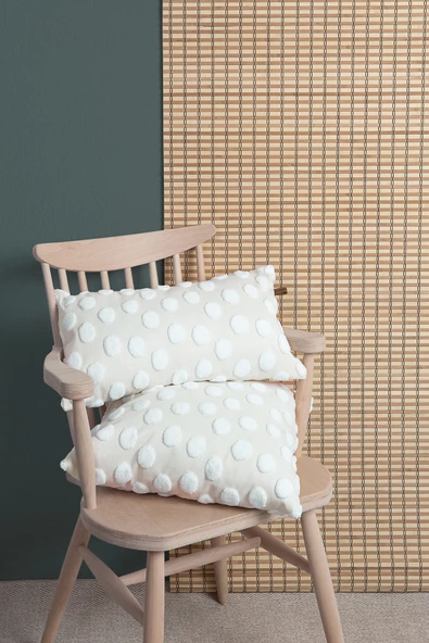 Bohem Özel Tasarım Punch Panç Desen Dekoratif Kırlent Kılıfı Point Ekru - 7