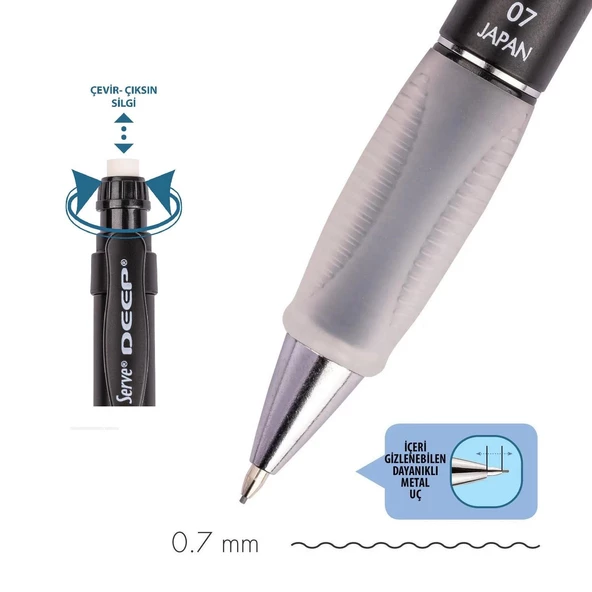 Serve Deep Mekanik Versatil Uçlu Kalem 0.7 Metalik - 11