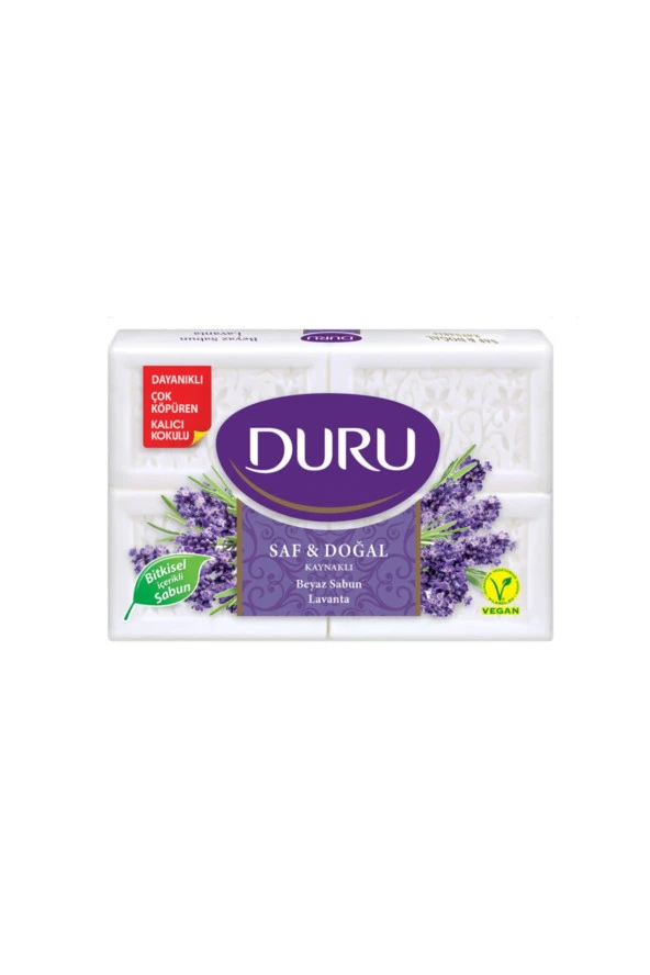 DURU Saf & Doğal Kaynaklı Lavanta 4 Adet Beyaz Kalıp Sabun 600Gr