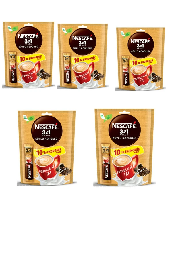 NESCAFE 3'Ü Bir Arada Sütlü Köpüklü (10'Lu X 5Paket)