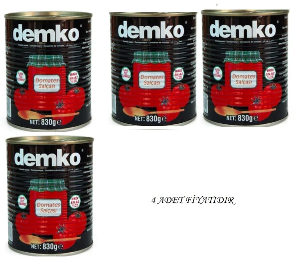 DEMKO Dometes Salçası 830 Gr (4 Adet)