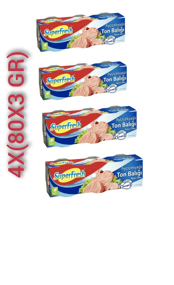 SUPERFRESH Klasik Ton Balığı 80 Gr 3'Lü (4 Adet Fiyatı)