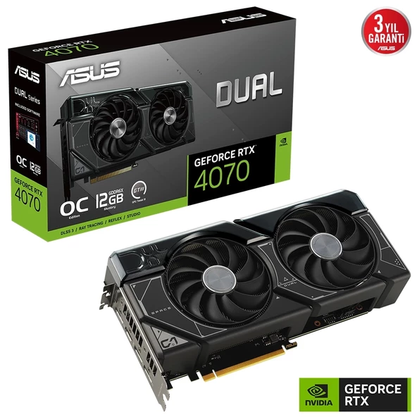 ASUS GEFORCE RTX 4070 DUAL-RTX4070-O12G 12GB GDDR6X 192bit 2550MHz OC DLSS3 Ekran Kartı