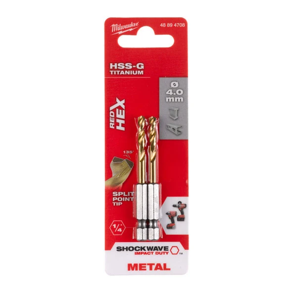 Milwaukee 4X 71.5 MM HSS-G 2'Li Hex Girişli Metal Matkap Ucu 48894708
