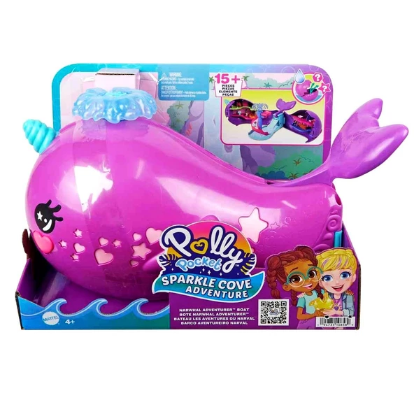 Orjinal Polly Pocket Sparkle Cove Macera Narwhal Maceracı Teknesi HKV71 - 7