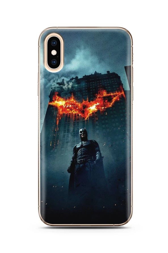 Batman Tasarım iPhone X Şeffaf Silikon Telefon Kılıfı