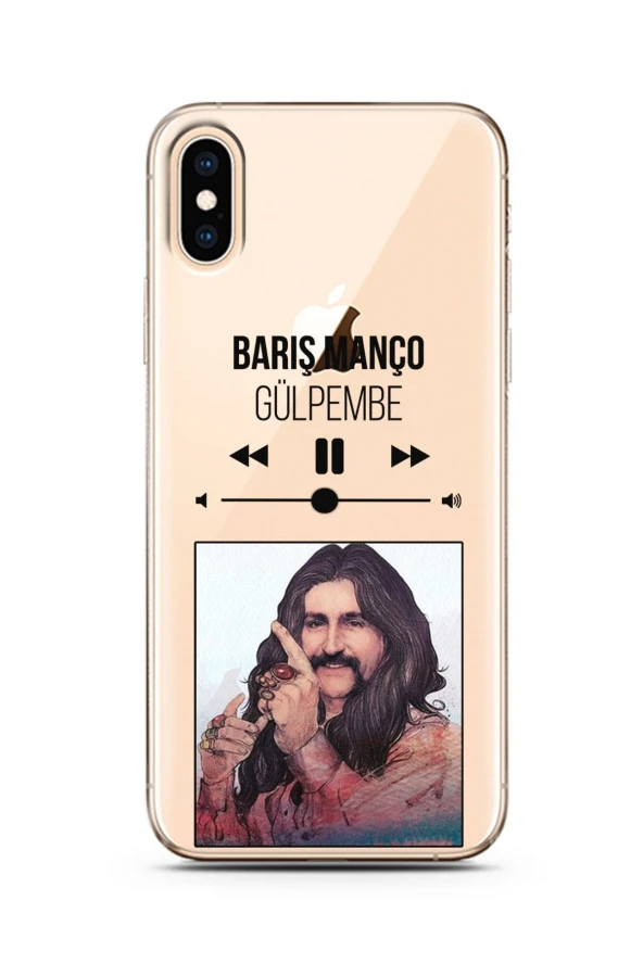 Barış Manço Mp3 Tasarımlı Süper Şeffaf Silikon iPhone Xs Telefon Kılıfı - 1