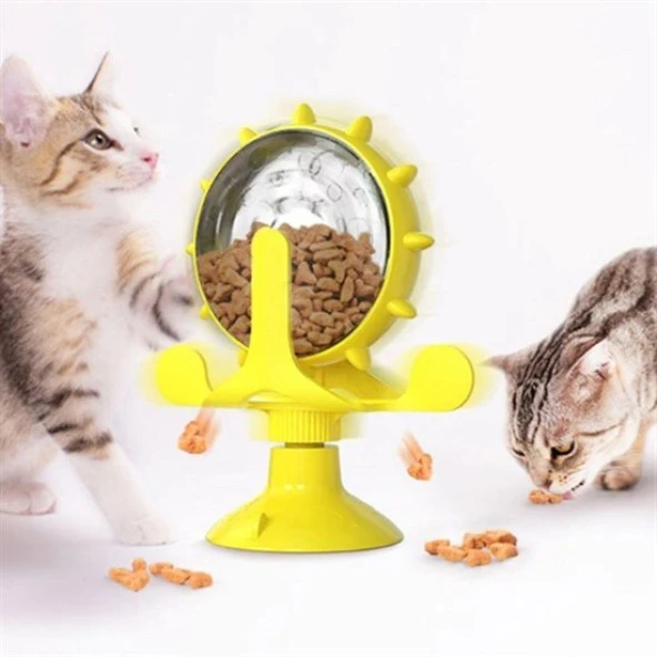 Vantuzlu Zilli İnteraktif Dönebilen Mama Kaplı Renkli Eğlenceli Eğitici Kedi Oyuncağı (3791)