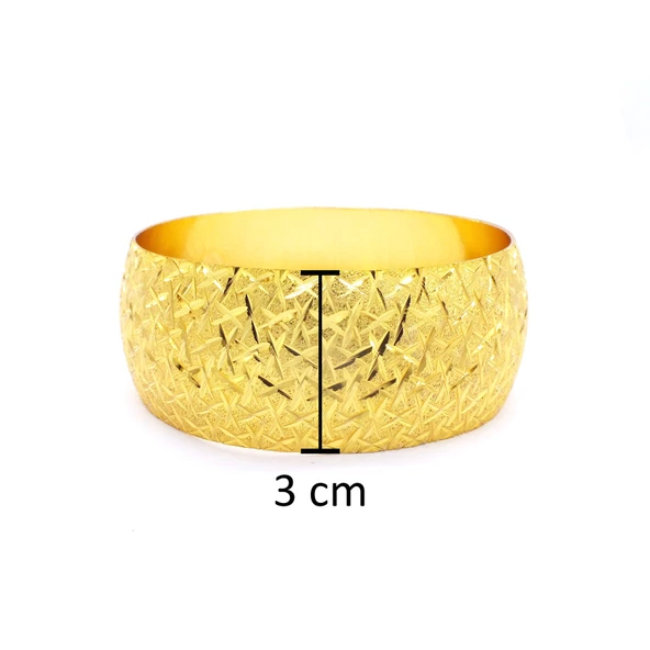 Altın Kaplama Cam Kırığı Model Bilezik 3 cm BLZ-3079 - 4