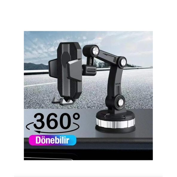 QASUL Evrensel Uzayabilen Ultra Güçlü Büyük Vantuzlu 360 Derece Dönebile Araç İçi Telefon Tutucu - 2
