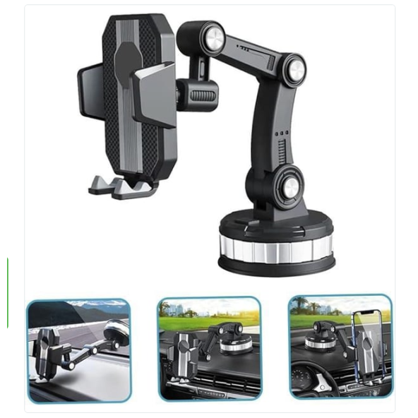QASUL Evrensel Uzayabilen Ultra Güçlü Büyük Vantuzlu 360 Derece Dönebile Araç İçi Telefon Tutucu - 4
