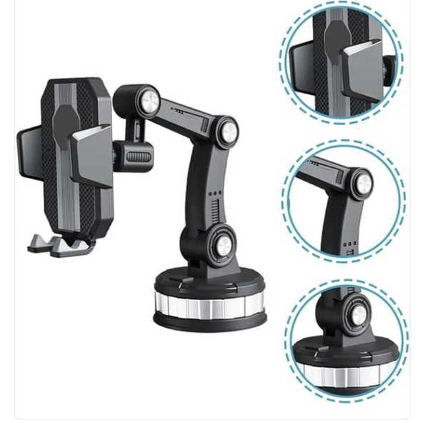 QASUL Evrensel Uzayabilen Ultra Güçlü Büyük Vantuzlu 360 Derece Dönebile Araç İçi Telefon Tutucu - 5