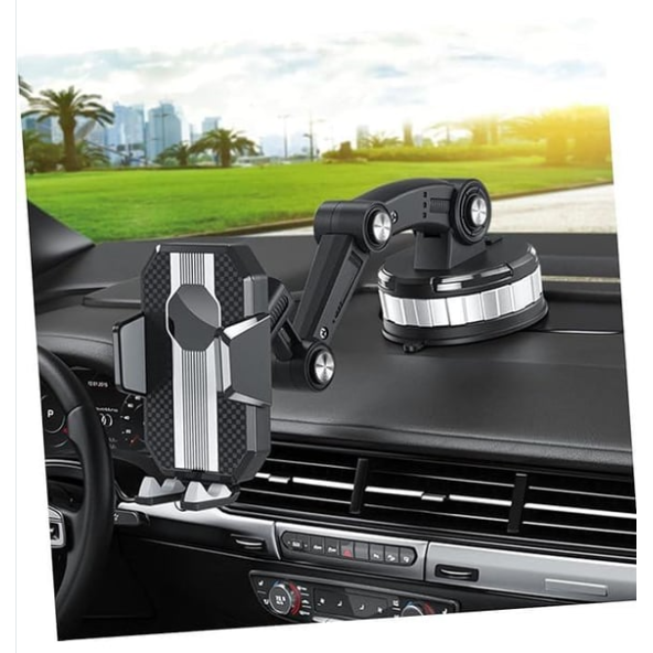 QASUL Evrensel Uzayabilen Ultra Güçlü Büyük Vantuzlu 360 Derece Dönebile Araç İçi Telefon Tutucu - 6