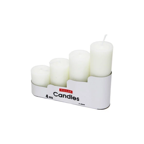 PILLAR CANDLES 4 BOY BEYAZ SİLİNDİR MUM (3791)