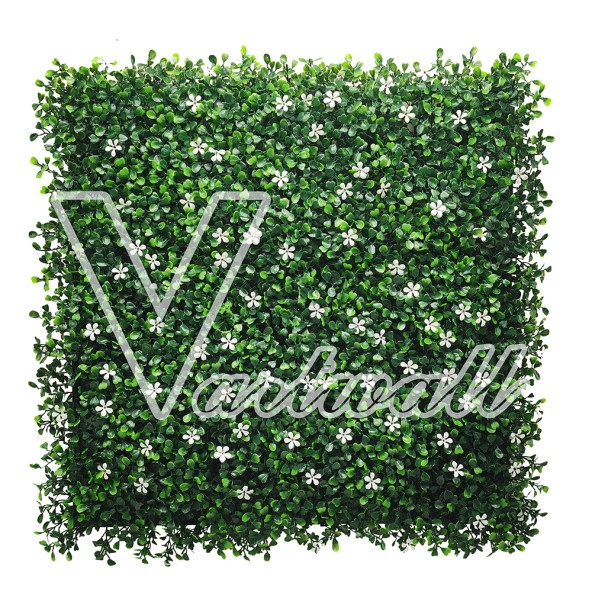 V.Artwall Yapay Dikey Bahçe Beyaz Çiçekli Yapay Bahçe Duvar Paneli Yeşil 50x50 Cm. - 2