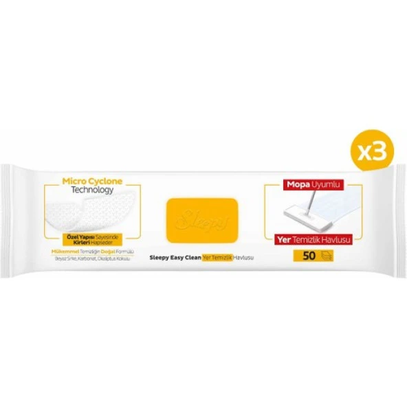 Sleepy Easy Clean Arap Sabunu Katkılı Mopa Uyumlu Yer Temizlik Havlusu 3X50 (150 Yaprak) - 2