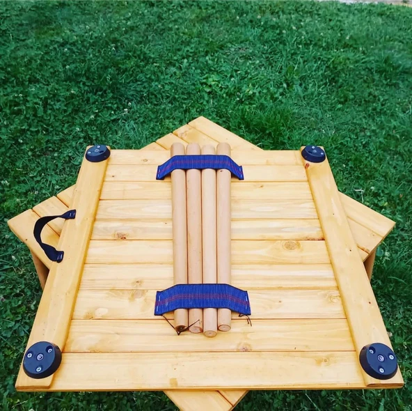 Düz Toplanabilen Ceviz Ahşap Kamp Masası - Resim 12