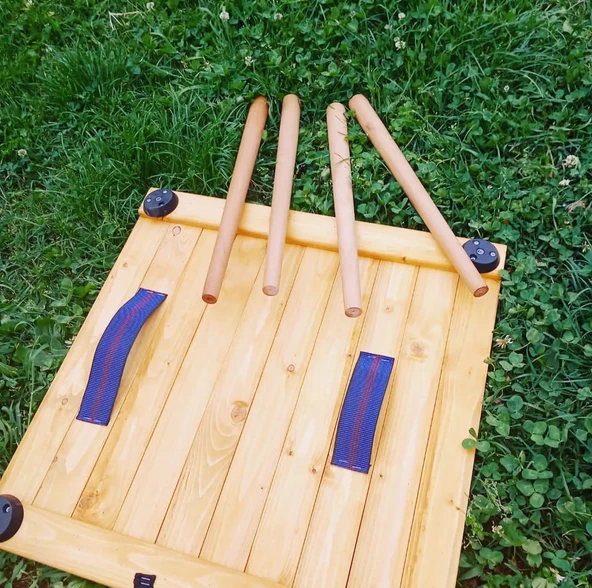 Düz Toplanabilen Ceviz Ahşap Kamp Masası - Resim 8