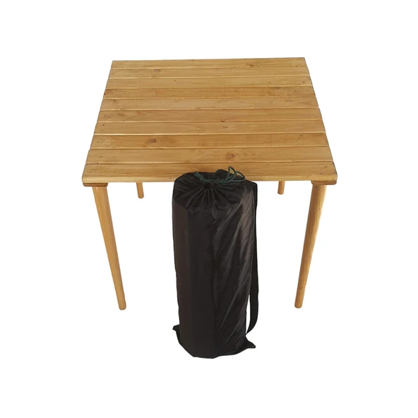 Katlanıp Toplanabilen Çantalı Ceviz Ahşap Kamp Masası - Resim 5