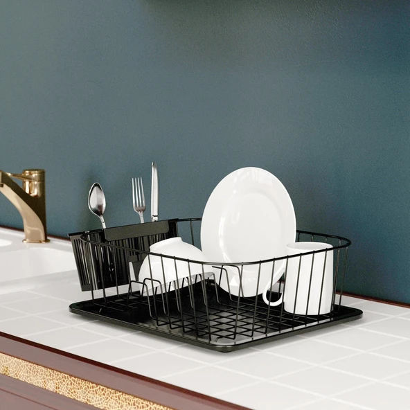 TEKNOTEL TEK KATLI BULAŞIKLIK TABAKLIK MAT SİYAH KB084 - 4