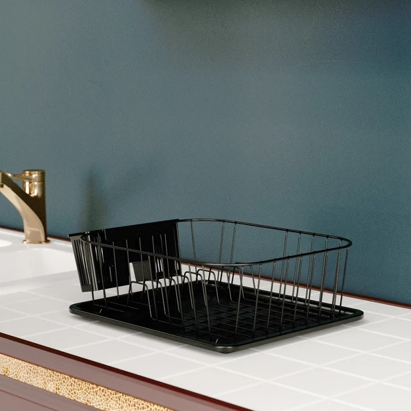 TEKNOTEL TEK KATLI BULAŞIKLIK TABAKLIK MAT SİYAH KB084 - 5